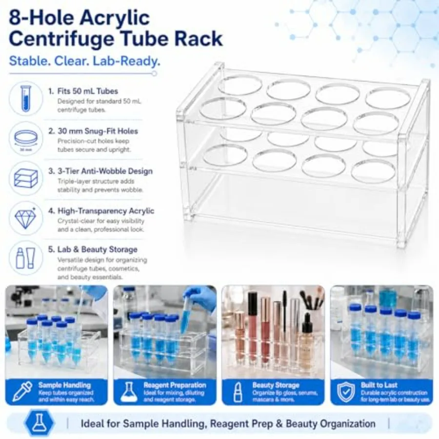 1 Buah Rak Tabung Akrilik 8 Lu - Centrifuge Tube Rack ulasan dan harga